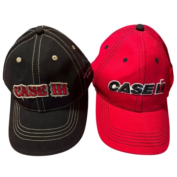 Case IH Red & Black Embroidered Adj Caps Cotton Blend Unisex Farm Equipment Logo - Picture 1 of 5